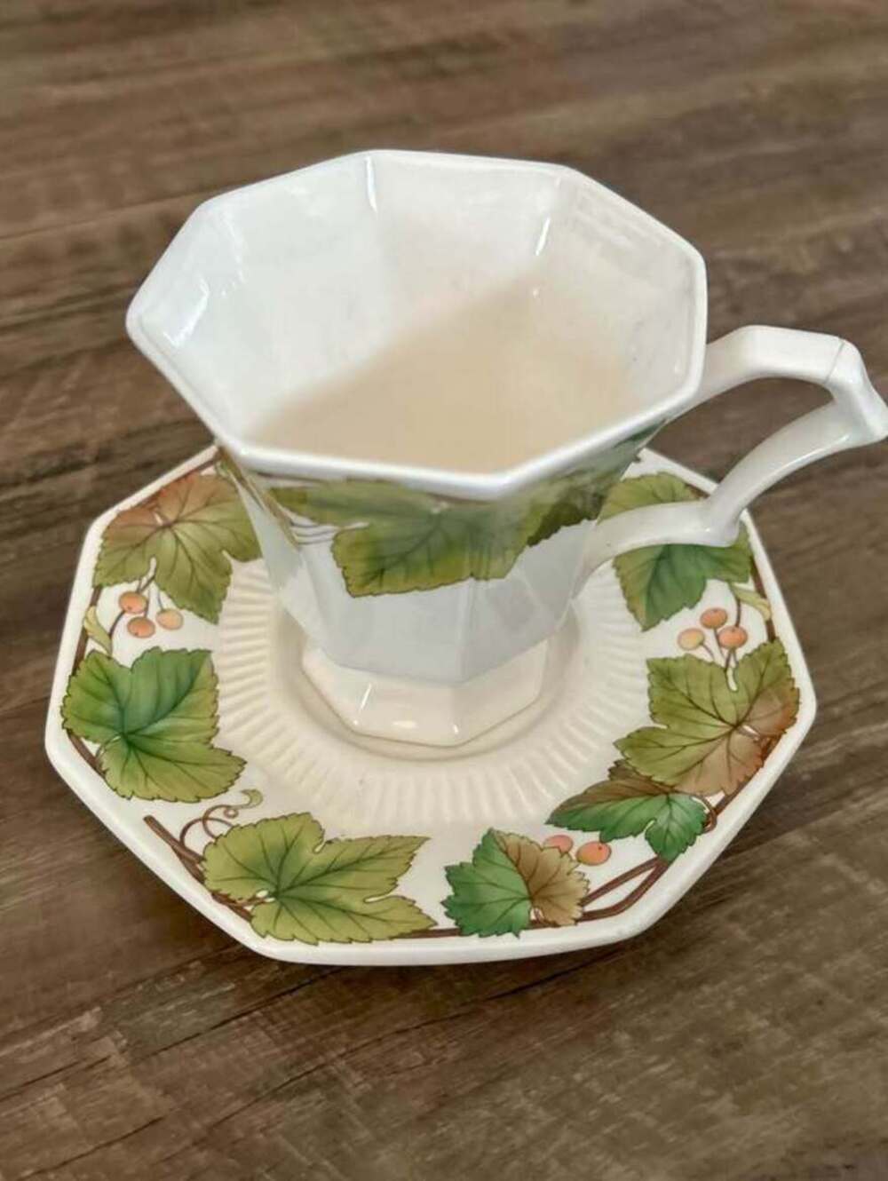 Wedgwood Vine Octagonal Cup and Saucer Set